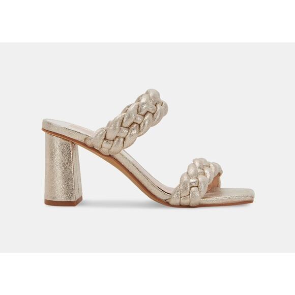 Dolce Vita Nariko Woven Light Gold Metallic Stella Heels Women's 6.5 Cocktail - Picture 2 of 4